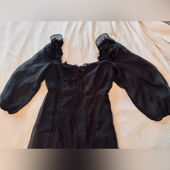 12th TRIBE Lioness Feng Shui Black Sheer Sleeve Mini Dress - Picture 9 of 16